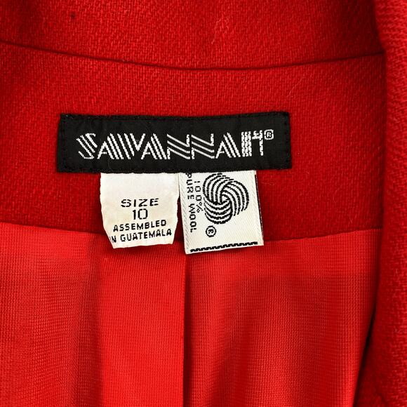 Savannah Blazer Jacket Women Sz 10 VTG/Small Modern Red Wool Preppy Academia - Picture 3 of 13